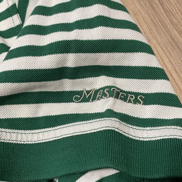 Masters Collection Golf Polo Shirt Men's Large 60s Two Ply Green White Striped - Picture 7 of 11